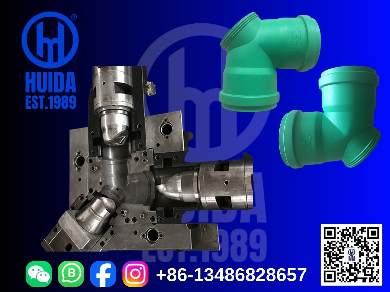 Складное колено из полипропилена 90° с пресс-формой для аксессуаров для инспекционных дверей